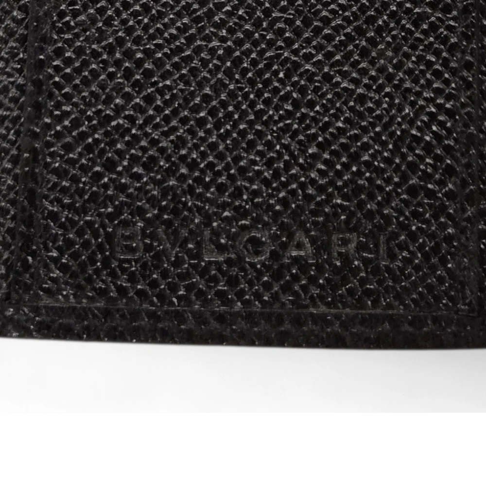 BVLGARI Leather Keyholder Wallet In Black Leather And Silver